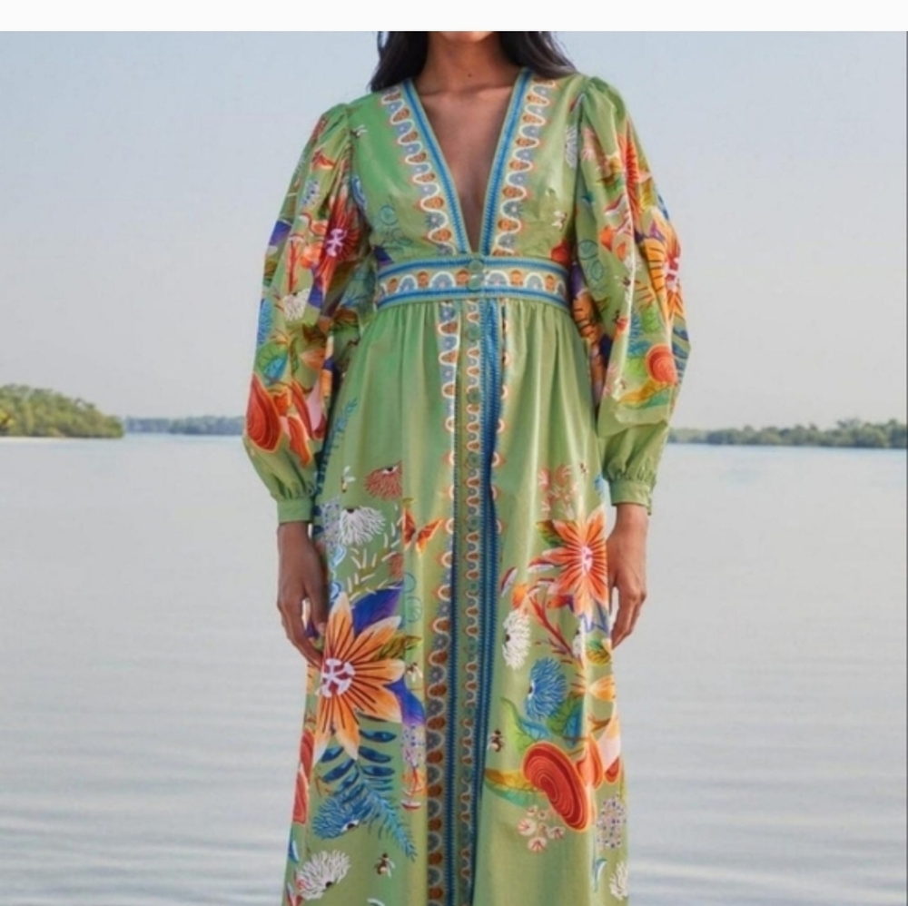 Farm Rio Green Floral Yard Maxidress - Picture 5 of 5